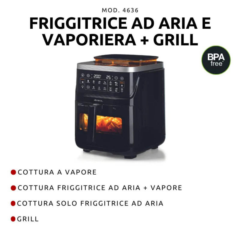 Ariete Steam + Air Fryer + Grill, 7L, 1700W